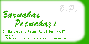 barnabas petnehazi business card